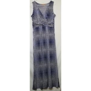 NWOT-Ellen Tracy Multicolor Twisted Front At Bodice V-Neck Maxi Sun Dress Size S